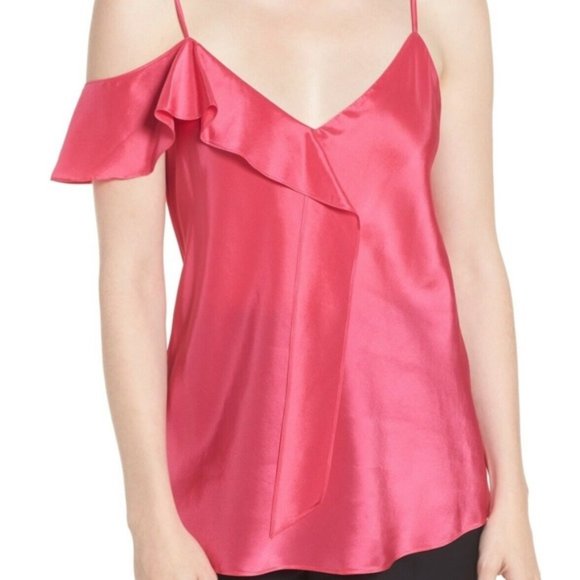 Lewit Tops Lewit Pink Silk Ruffle Camisole Stylish Top Size M